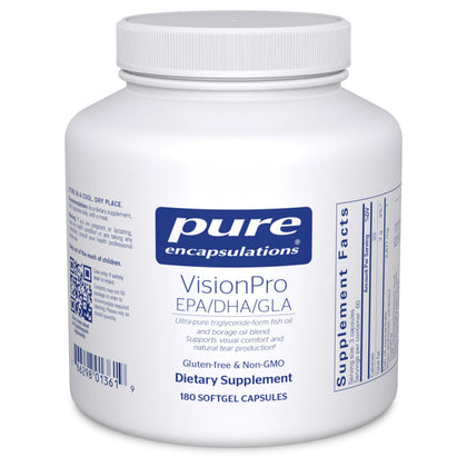 Pure Encapsulations VisionPro EPA/DHA/GLA 180 capsules front view