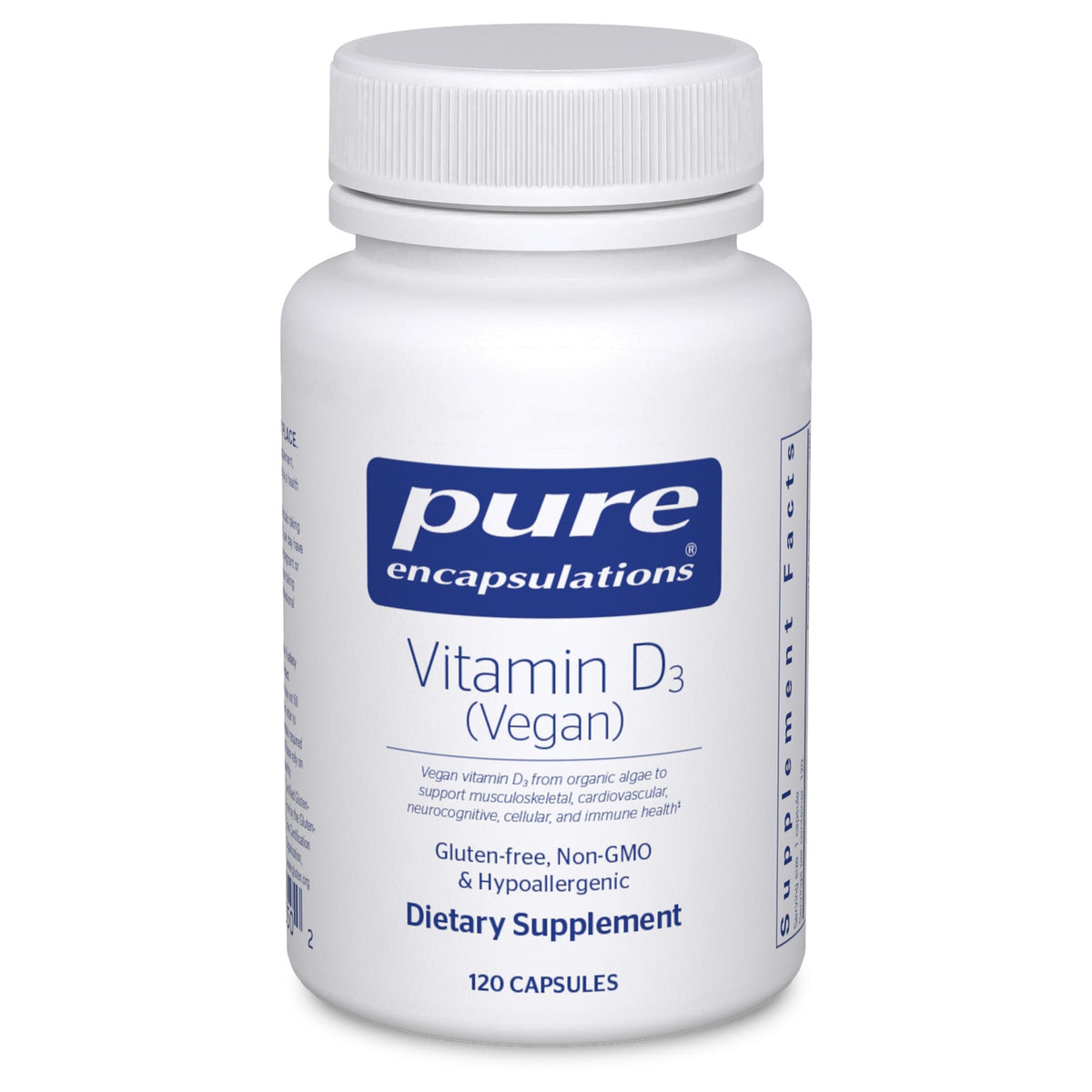 Pure Encapsulations Vitamine D3 Végétalienne 120 Capsules - vue de face