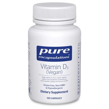 Pure Encapsulations Vitamine D3 Végétalienne 120 Capsules - vue de face