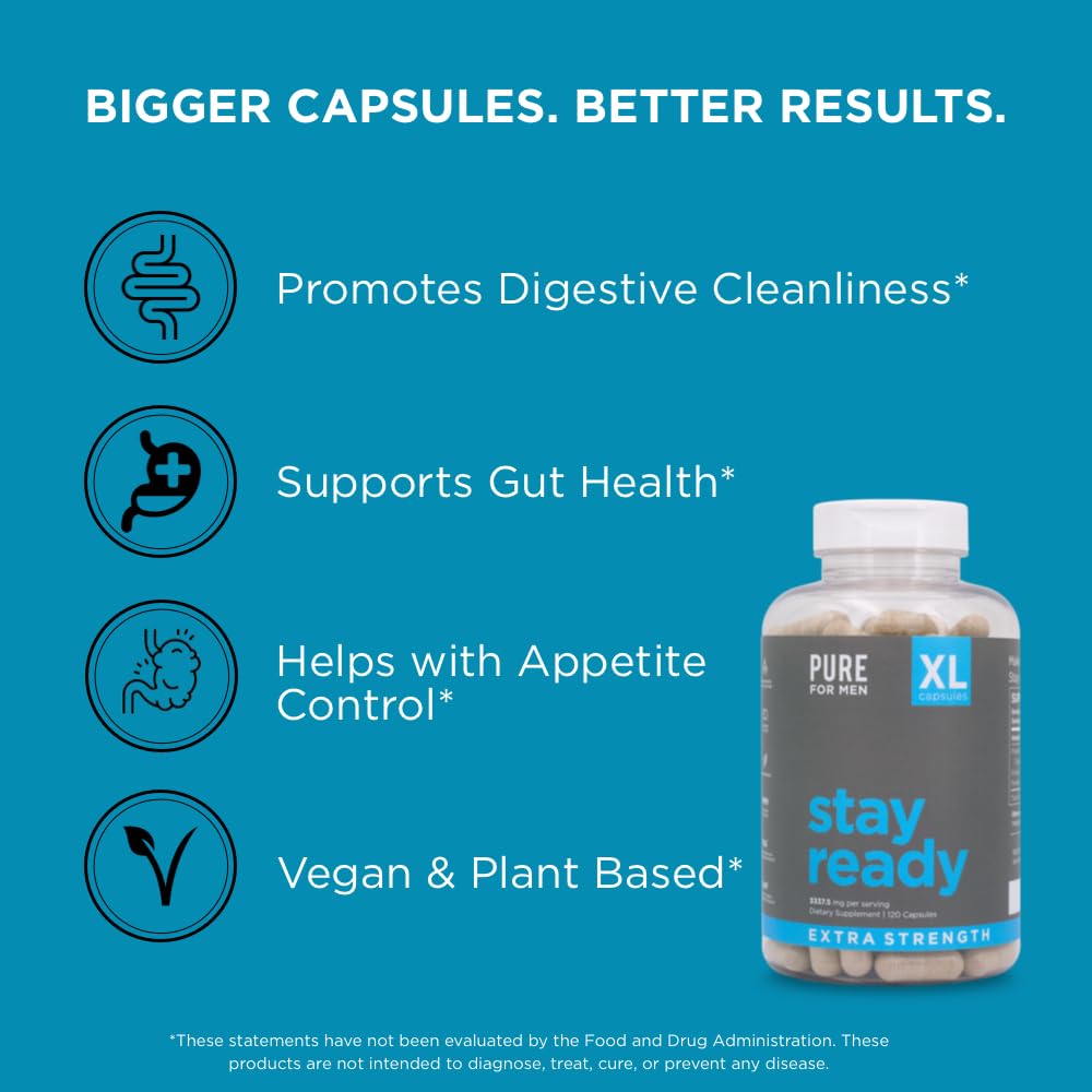 Pure for Men Complément Alimentaire Fibre XL capsules sur une table