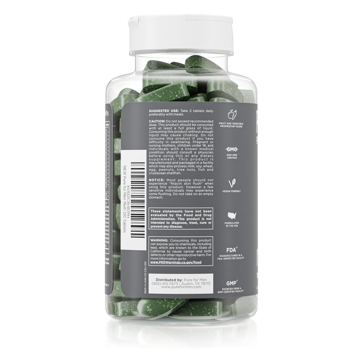 Pure for Men Complément Multivitaminé 120 comprimés avec fruits et légumes