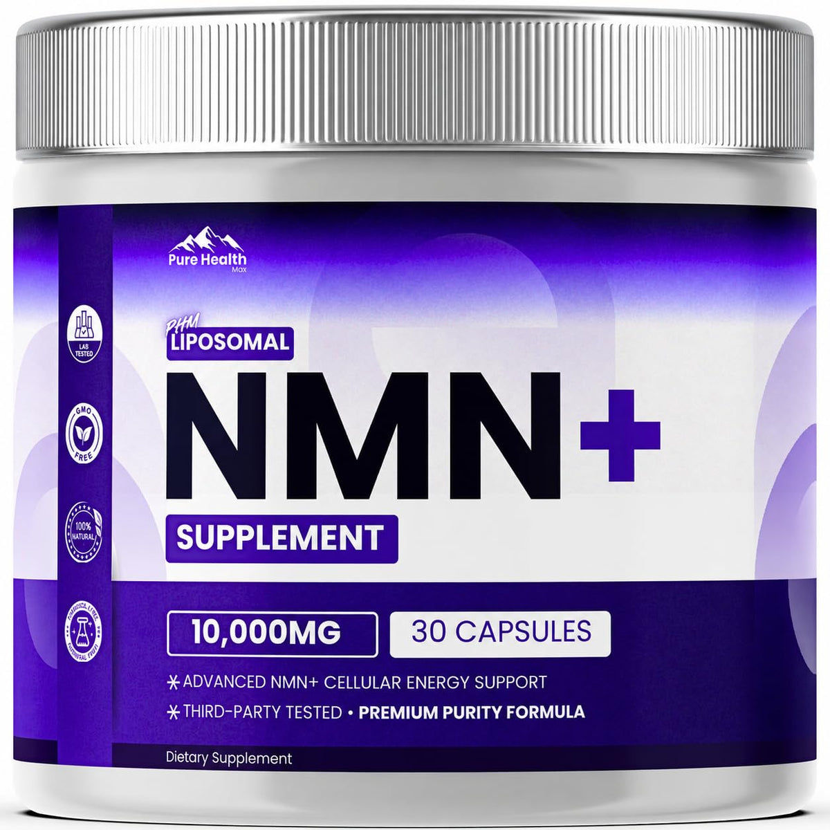 PURE HEALTH MAX Complément NMN 30 Capsules vue de face