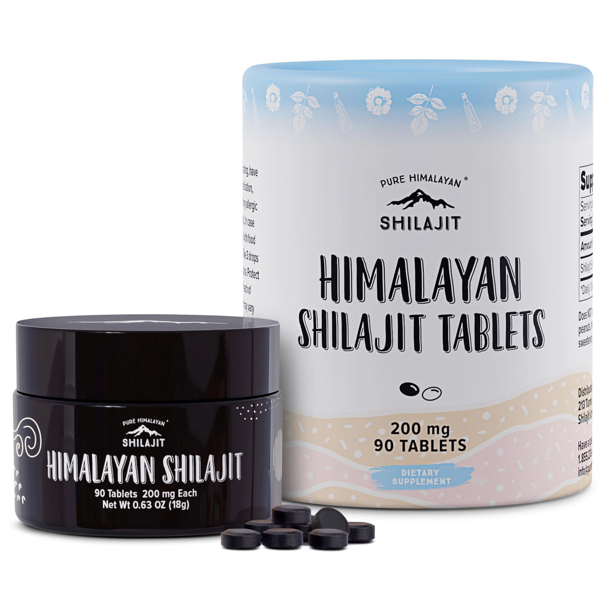 Pure Himalayan Shilajit 90 tablettes de 200 mg, vue de face