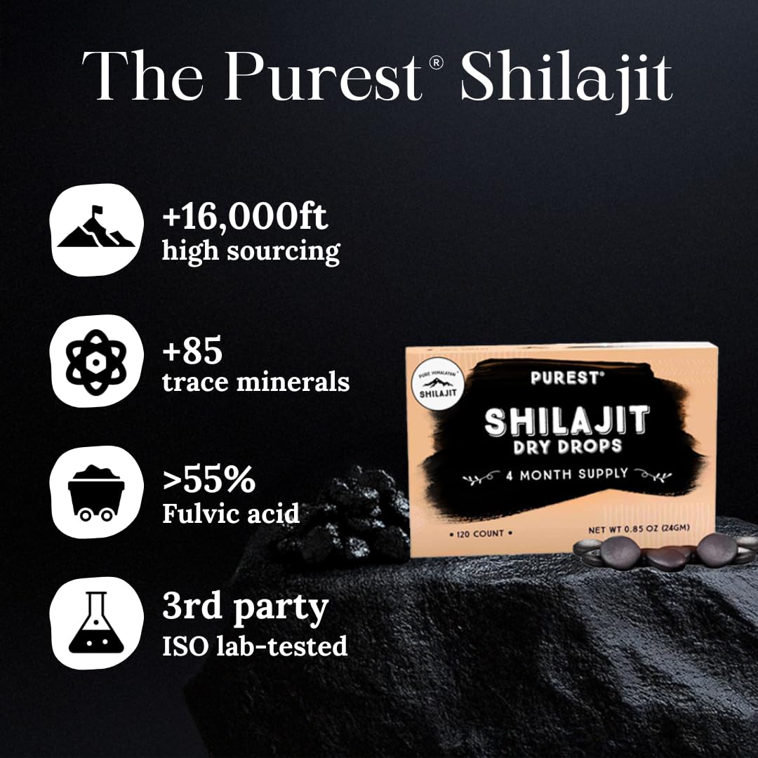 Pure Himalayan Shilajit gouttes sèches avec des herbes