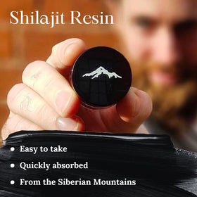 Pure Himalayan Shilajit on a wooden surface with a spoon