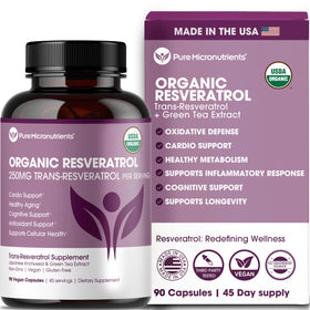 Pure Micronutrients complément alimentaire resvératrol 90 capsules végétales vue de face