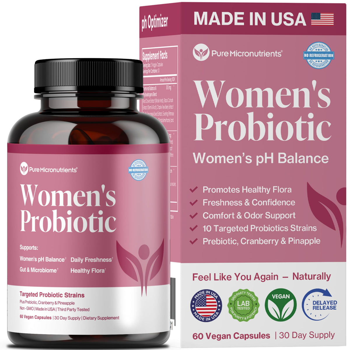 Pure Micronutrients probiotiques vaginales 60 capsules packaging