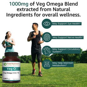 PURE NUTRITION Omega 3-6-9 600mg 120 gélules - prise avec un verre d'eau