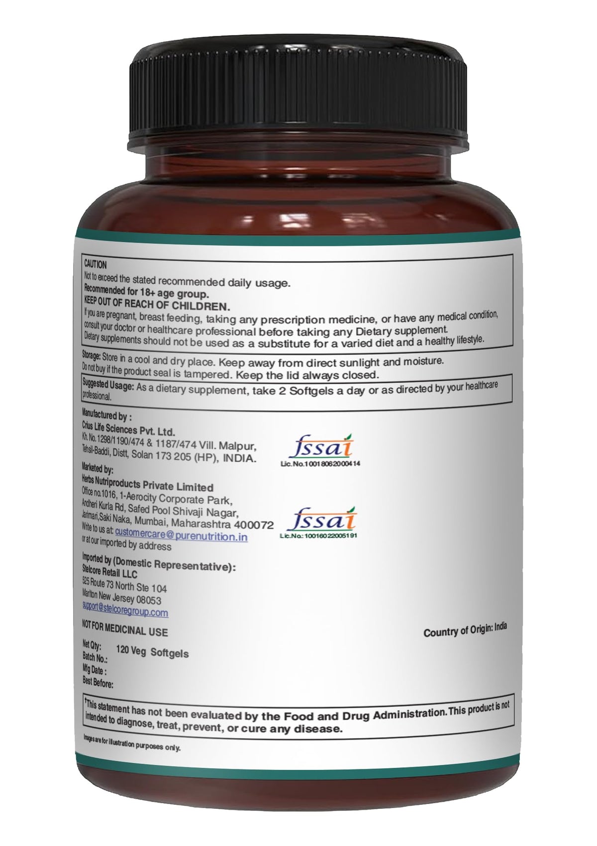 PURE NUTRITION Omega 3-6-9 600mg - gélules sur une surface en bois