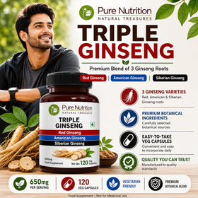 PURE NUTRITION Triple Ginseng 650mg 120 capsules vue arrière