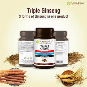 PURE NUTRITION Triple Ginseng 790mg avec des plantes de ginseng