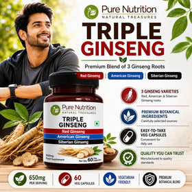 PURE NUTRITION Triple Ginseng 790mg capsules végétales