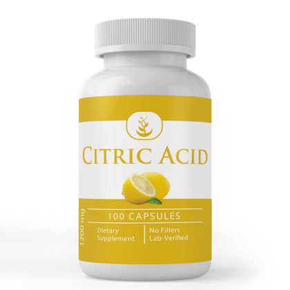 PURE ORIGINAL INGREDIENTS Acides Citriques 100 capsules vue de face
