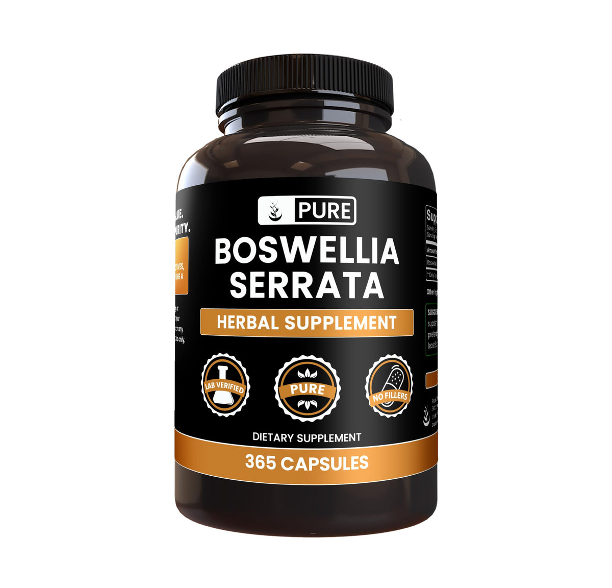 PURE ORIGINAL INGREDIENTS Boswellia Serrata capsules view from the front