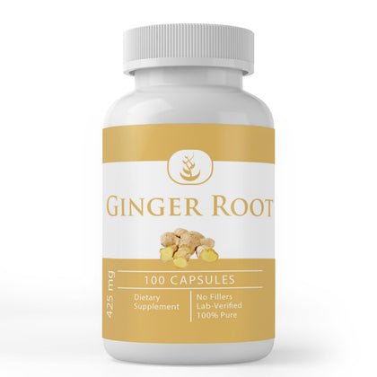 PURE ORIGINAL INGREDIENTS capsules de racine de gingembre 100 capsules vue de face
