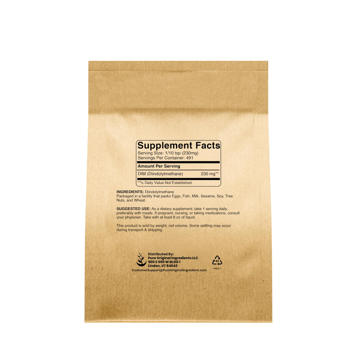 PURE ORIGINAL INGREDIENTS DIM Poudre 132g emballage