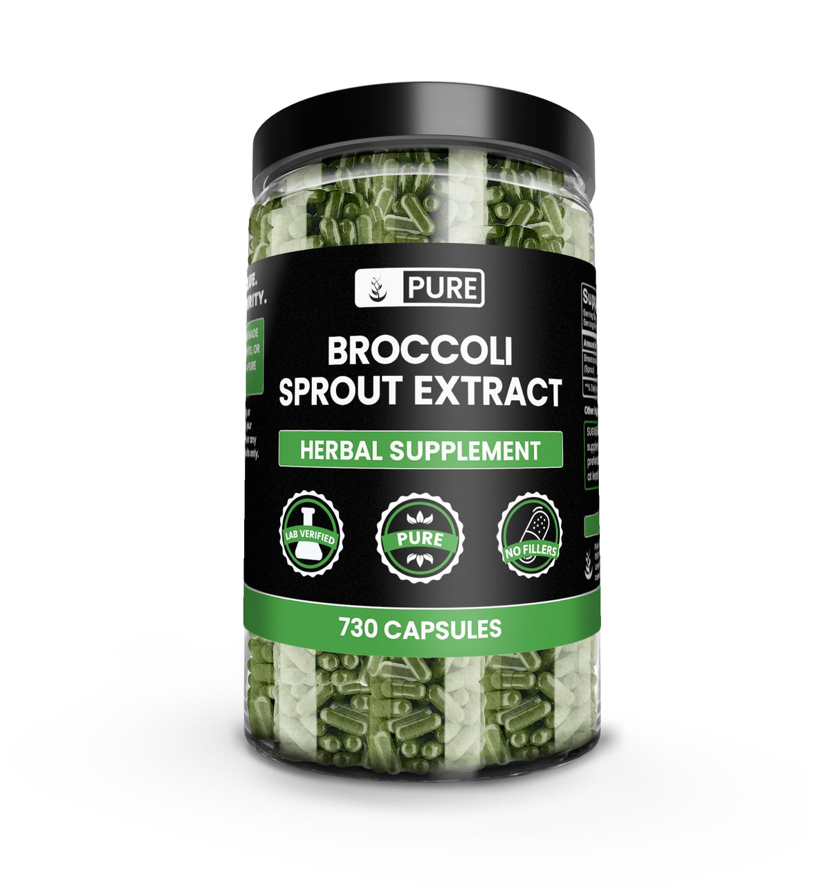 PURE ORIGINAL INGREDIENTS Extrait de Brocoli 730 Capsules vue de face