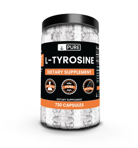 PURE ORIGINAL INGREDIENTS L-Tyrosine 730 capsules, vue de face
