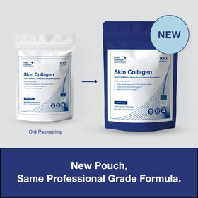 Pure Powder Nutrition collagène en poudre 408g sur un fond neutre