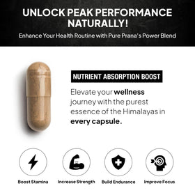 Pure Prana Shilajit sur une table en bois, ambiance naturelle