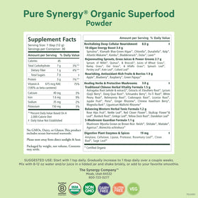 PURE SYNERGY Poudre Superfood Bio 12,5 oz avec cuillère à mesurer