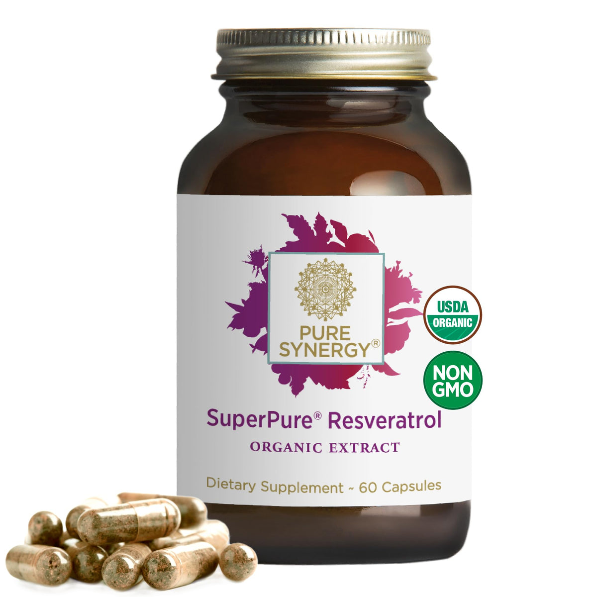 PURE SYNERGY SuperPure Resvératrol 250 mg 60 capsules devant
