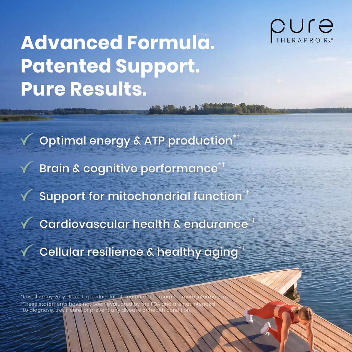 Pure Therapro Rx CoQ10 60 capsules avec un verre d'eau