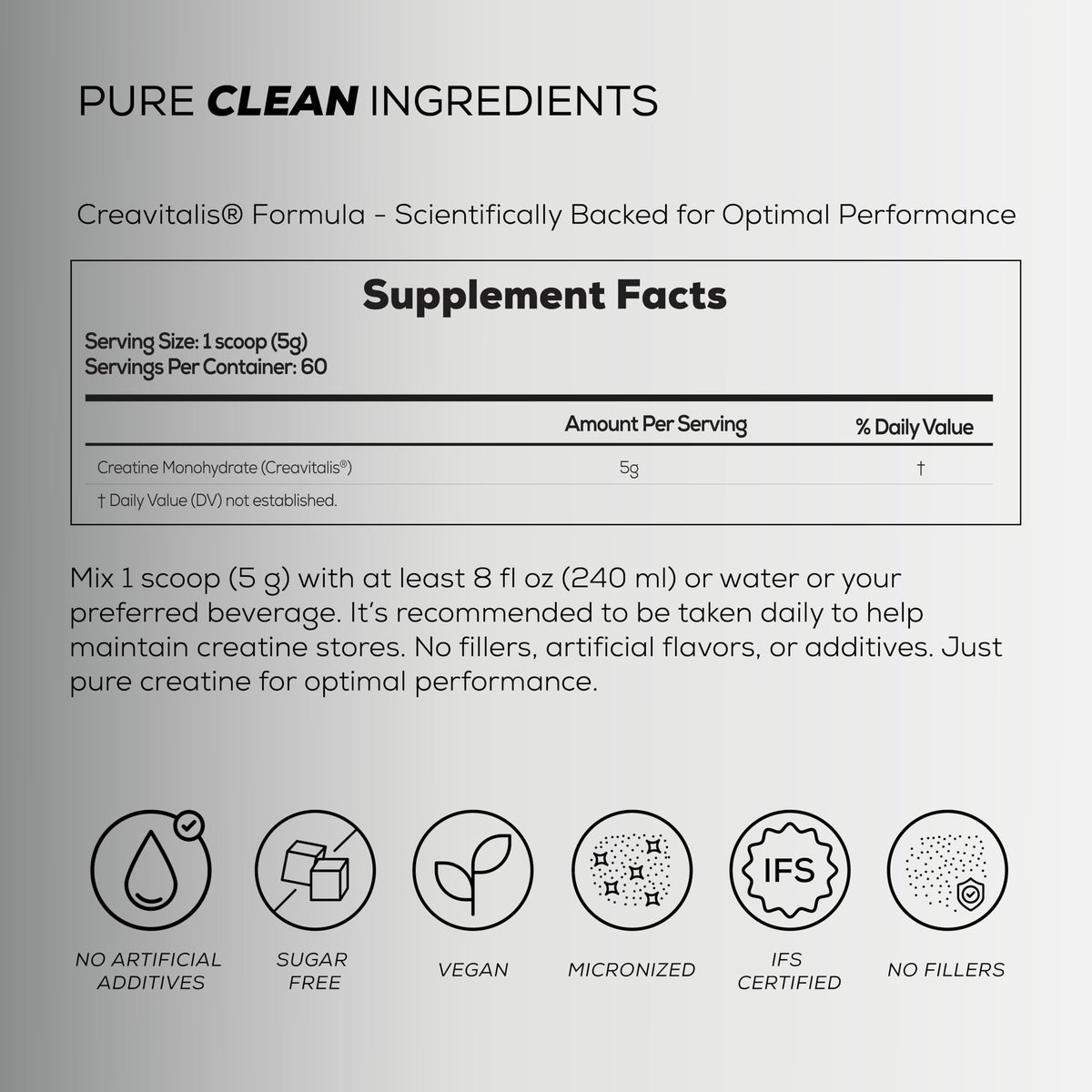 PURE TRIBE PureCreatine 300g poudre dans un verre