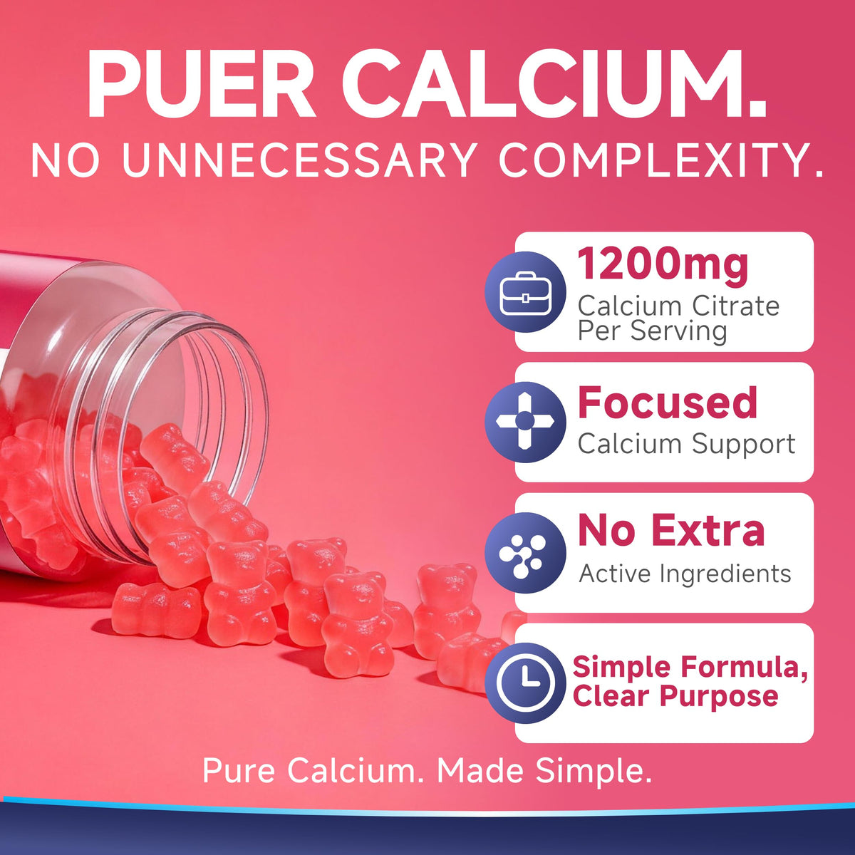 PureBalm Calcium Citrate gummies on a wooden table