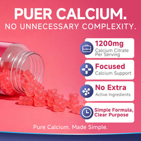 PureBalm Calcium Citrate gummies on a wooden table