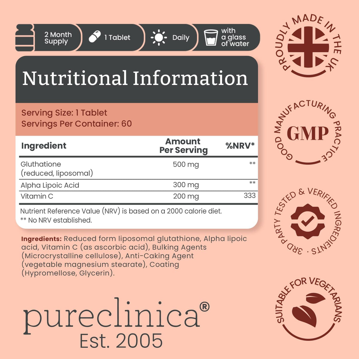 pureclinica Acide Hyaluronique 300mg comprimés en bouteille