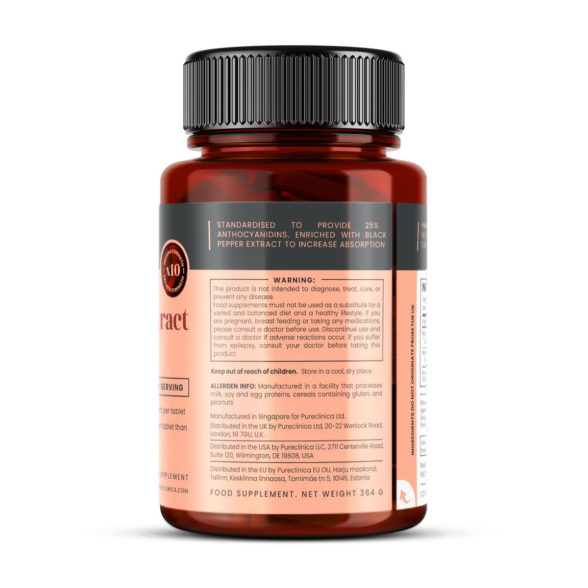 pureclinica Extrait de Myrtille 1000mg - comprimés dans un bol