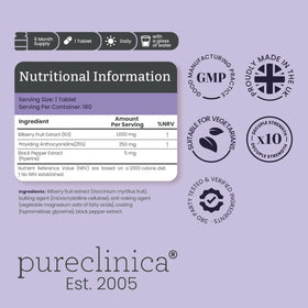 pureclinica Extrait de Myrtille 1000mg - ingrédients en détail