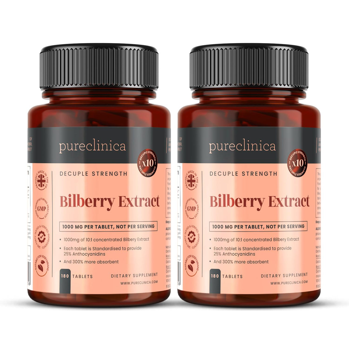 pureclinica Extrait de Myrtille 1000mg - vue avant de la bouteille