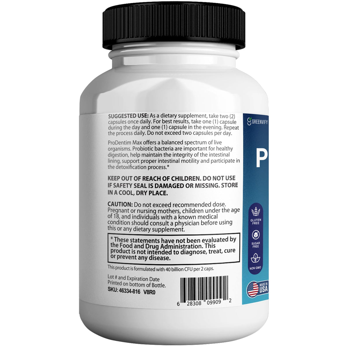 PureDenfix Max avec un verre d'eau