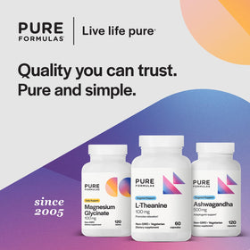 PureFormulas L-Theanine 100 mg, capsules sur un fond neutre