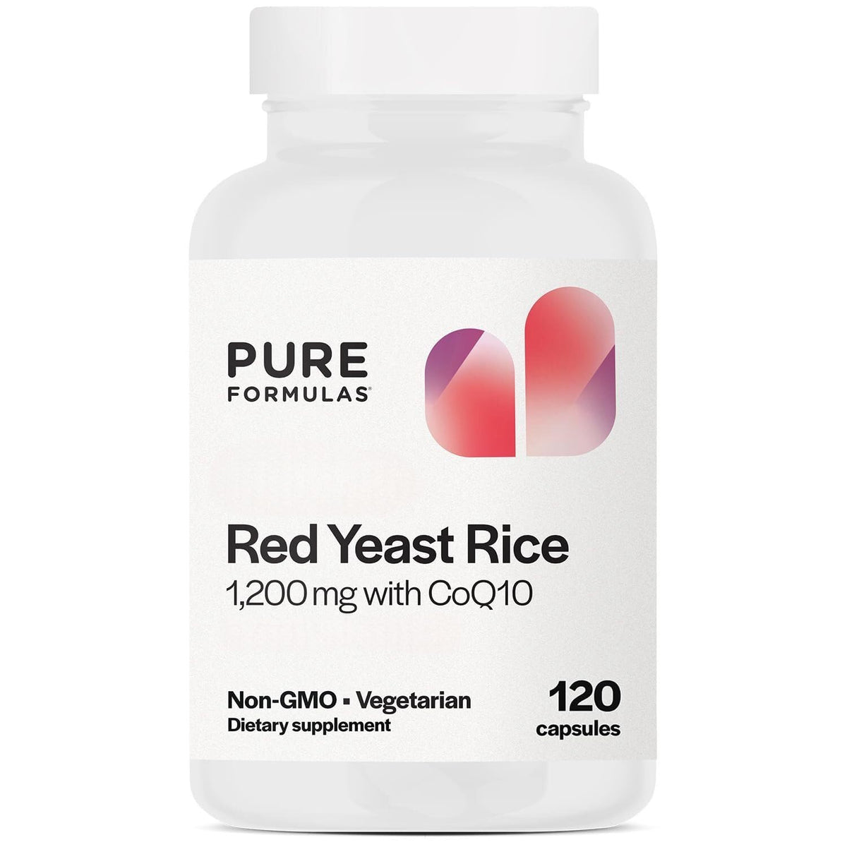 PureFormulas Riz Rouge 1200mg avec CoQ10 100mg capsules front view
