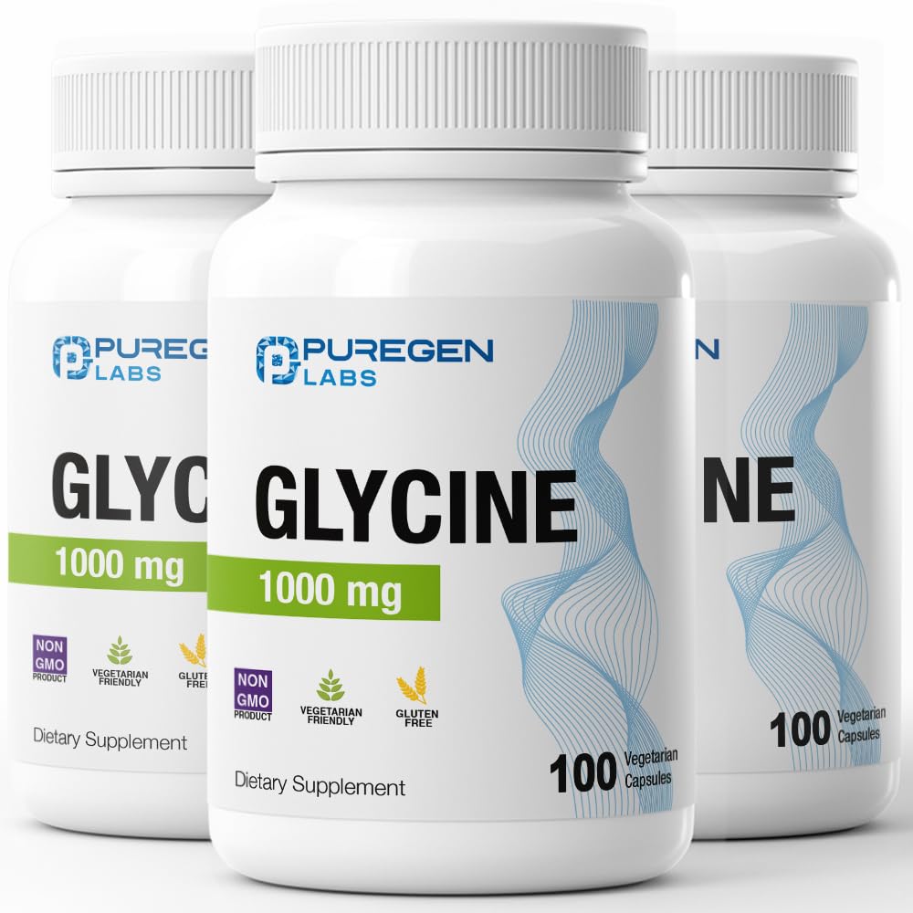 Puregen Labs Glycine 1000mg capsules végétariennes, vue avant