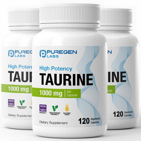 Puregen Labs Taurine 1000mg gélules végétales, vue de face