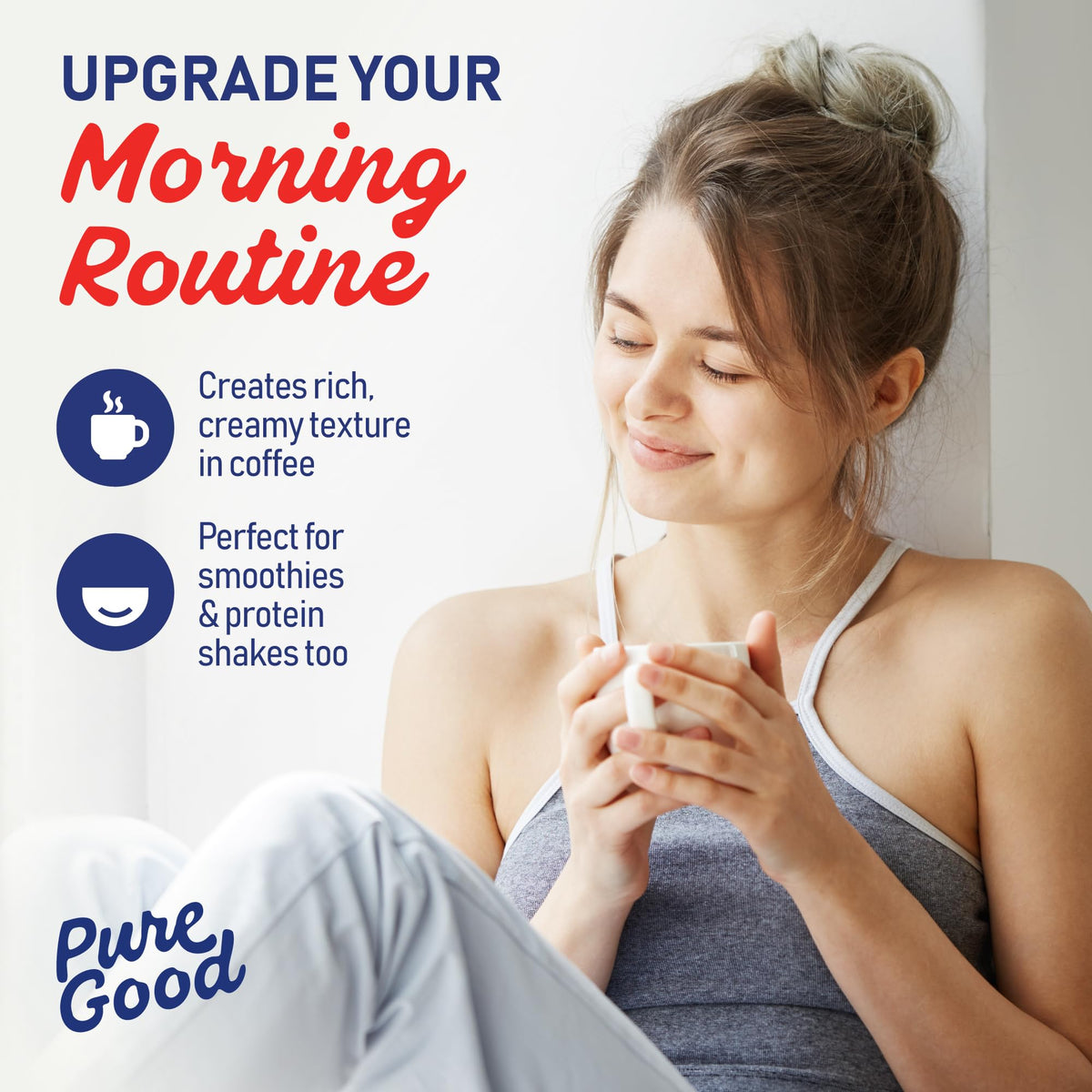 PureGood Poudre d'Huile MCT Bio mélangée dans un smoothie