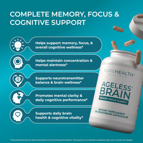 PUREHEALTH RESEARCH Ageless Brain capsules en gros plan