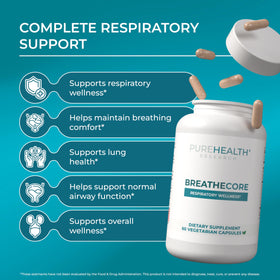 PUREHEALTH RESEARCH BreatheCore complément alimentaire côté