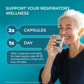 PUREHEALTH RESEARCH BreatheCore sur une table avec d'autres herbes