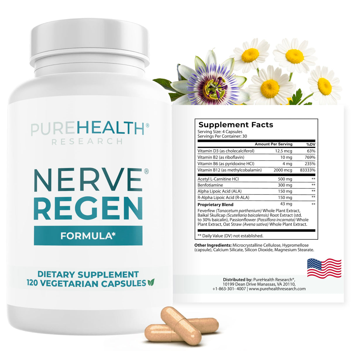 PUREHEALTH RESEARCH Nerve Regen Formula 120 Capsules - avant