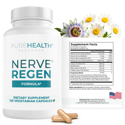 PUREHEALTH RESEARCH Nerve Regen Formula 120 Capsules - avant