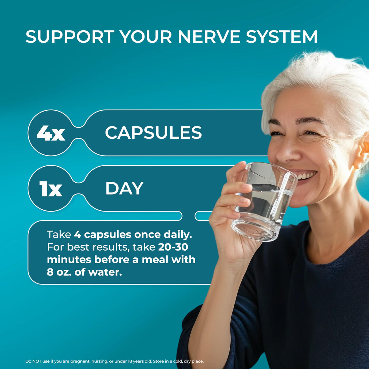 PUREHEALTH RESEARCH Nerve Regen Formula 120 Capsules - étiquette