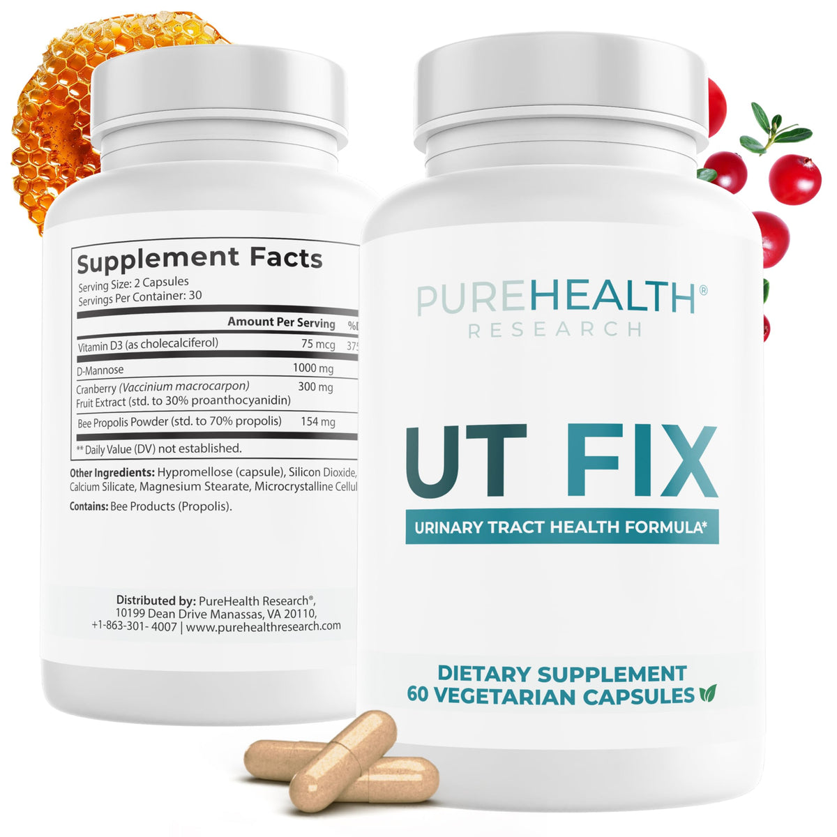 PUREHEALTH RESEARCH UT Fix 1000mg D-Mannose et extrait de cranberry
