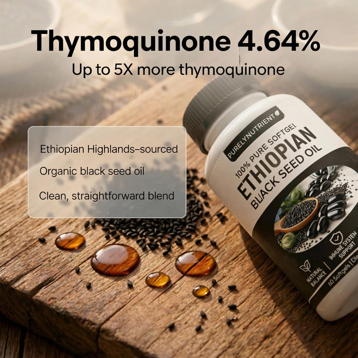 PURELYNUTRIENT huile de graines noires éthiopiennes avec ingrédients naturels