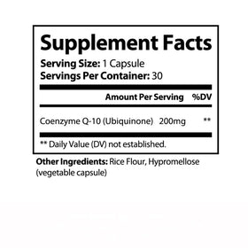 PureNature CoQ10 200mg flacon latéral montrant dimensions
