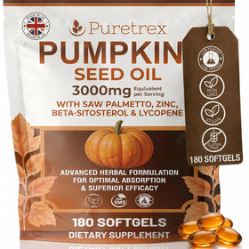 PURETREX Huile de Graines de Courge 3000mg vue avant avec étiquetage clair